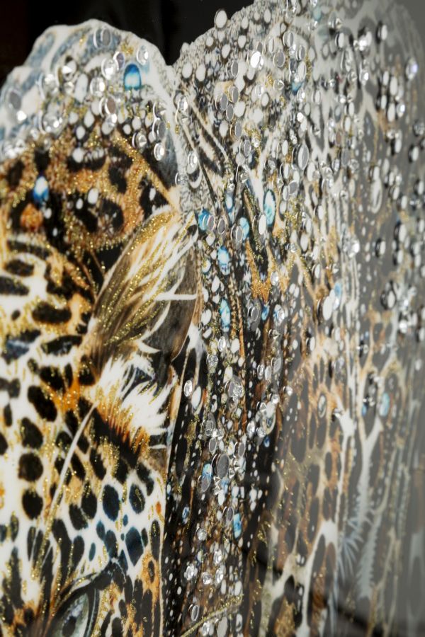 Schilderij On Canvas Lacquered Jaguar With Frame -b- 82×4×82 cm