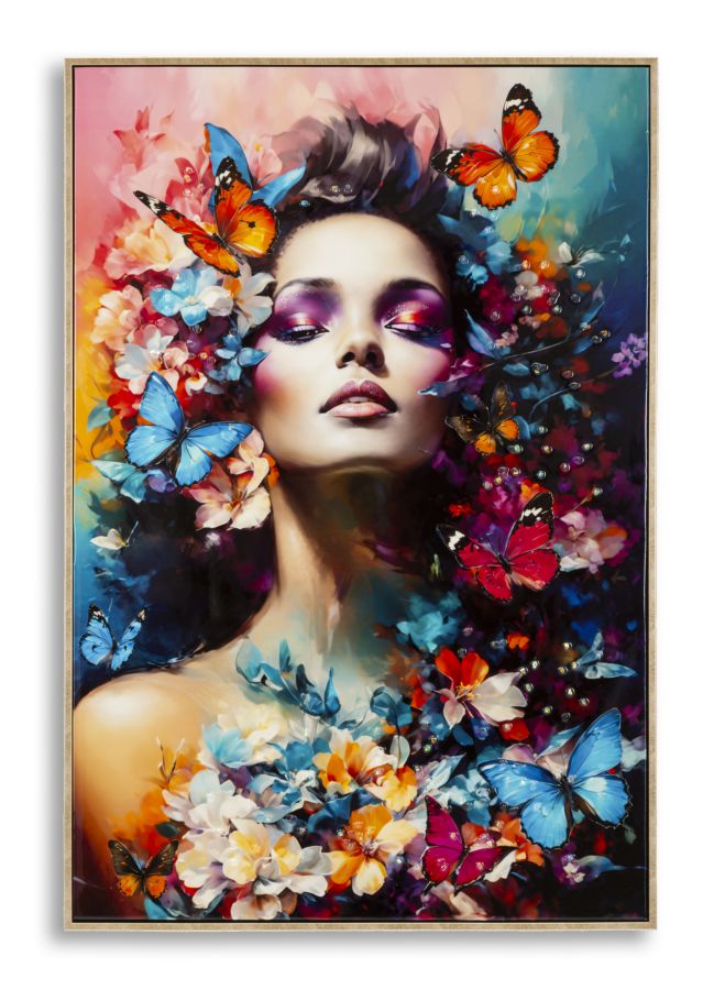 Schilderij Painted On Canvas Lacquered Marty With Frame -h- 62×4×92 cm