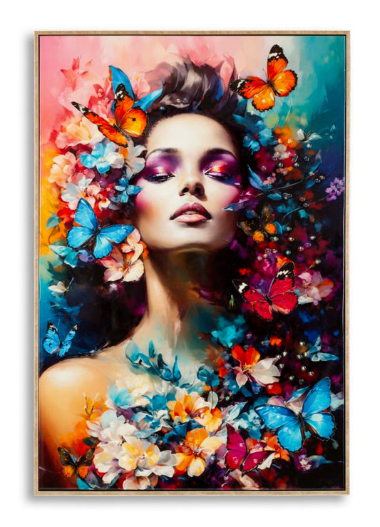 Schilderij Painted On Canvas Lacquered Marty With Frame -h- 62×4×92 cm
