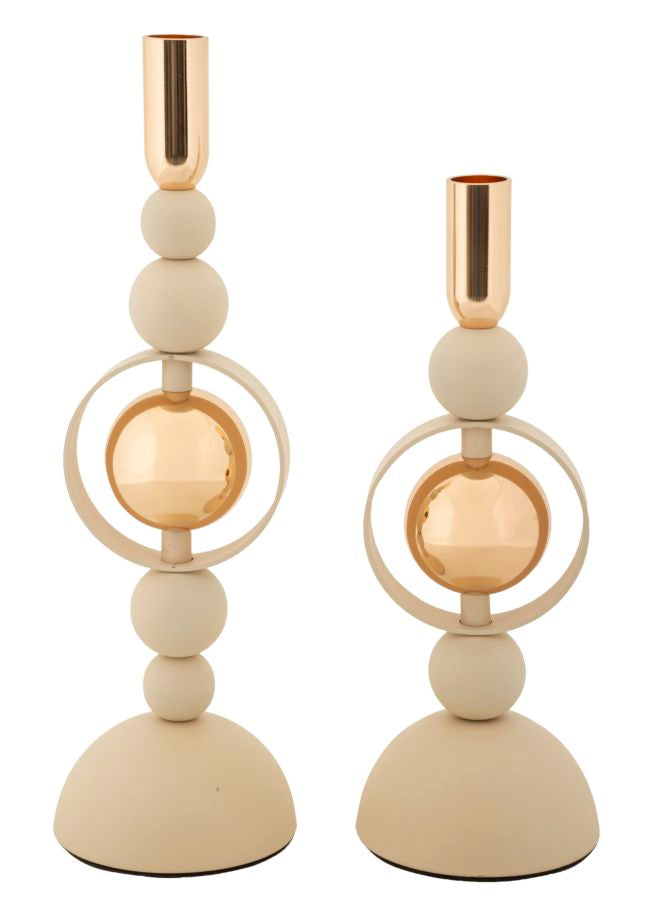 Kandelaar Saturn Cream Set 2 Pcs Ø 10×27 cm