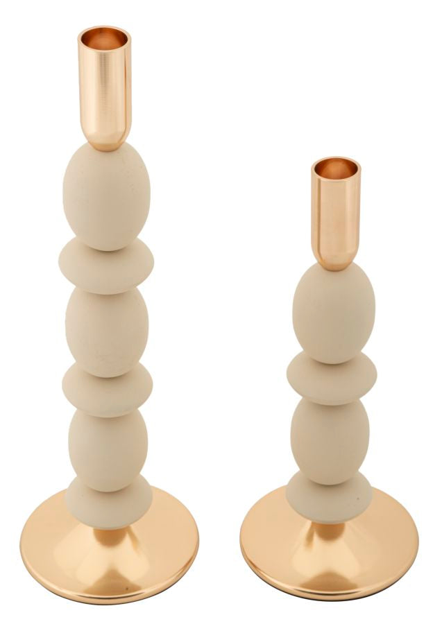 Kandelaar Shuttle Cream Set 2 Pcs Ø 10×25 cm