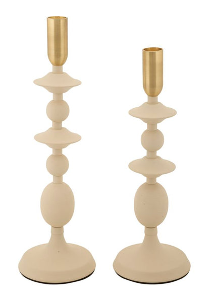 Kandelaar Gemini Cream Set 2 Pcs Ø 10×29 cm