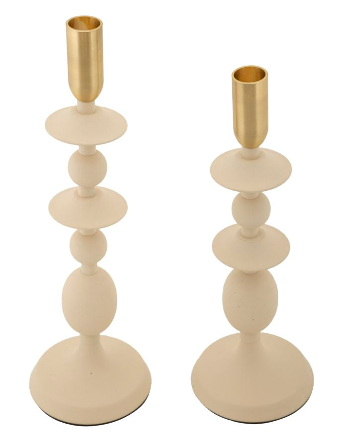 Kandelaar Gemini Cream Set 2 Pcs Ø 10×29 cm