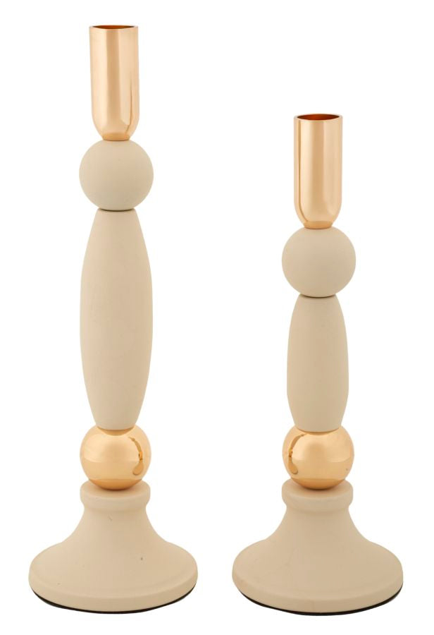 Kandelaar Strek Cream Set 2 Pcs Ø 9,5×25 cm