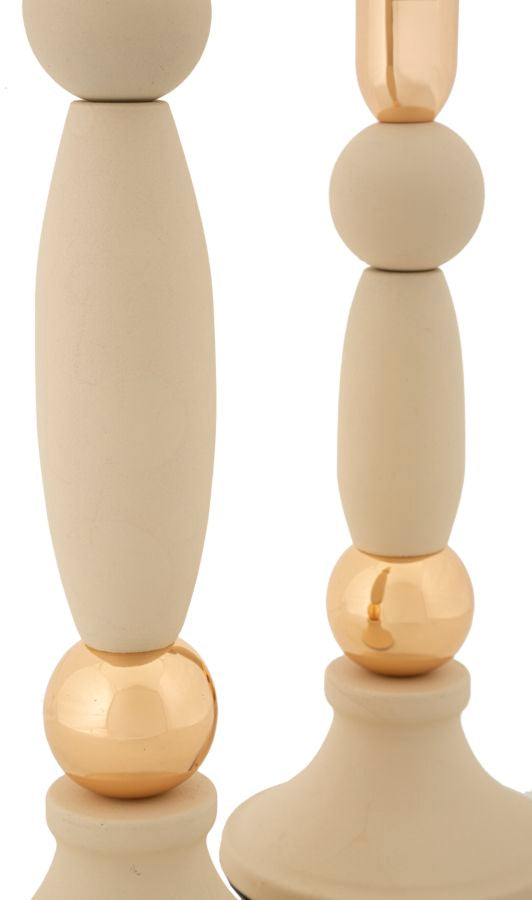 Kandelaar Strek Cream Set 2 Pcs Ø 9,5×25 cm