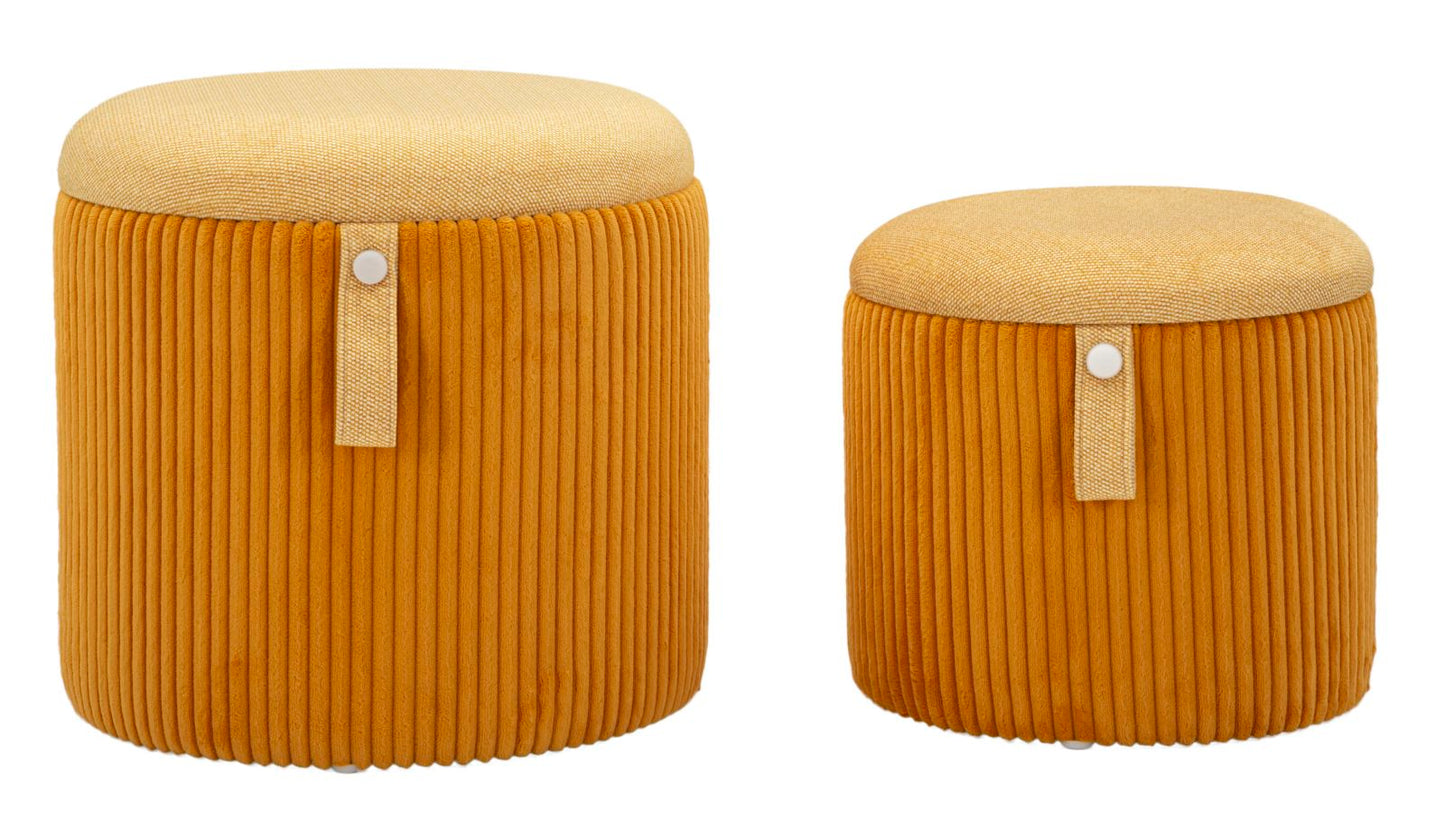 Opbergkruk Puff With Storage Bolzano Mustard Set 2 Pcs Ø 38×38 cm