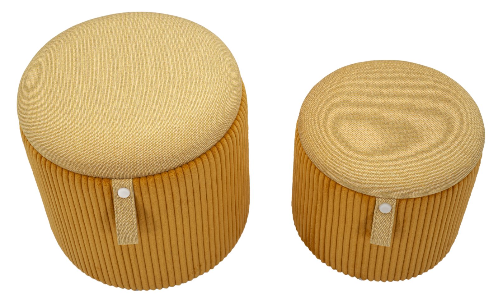 Opbergkruk Puff With Storage Bolzano Mustard Set 2 Pcs Ø 38×38 cm