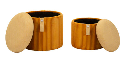 Opbergkruk Puff With Storage Bolzano Mustard Set 2 Pcs Ø 38×38 cm