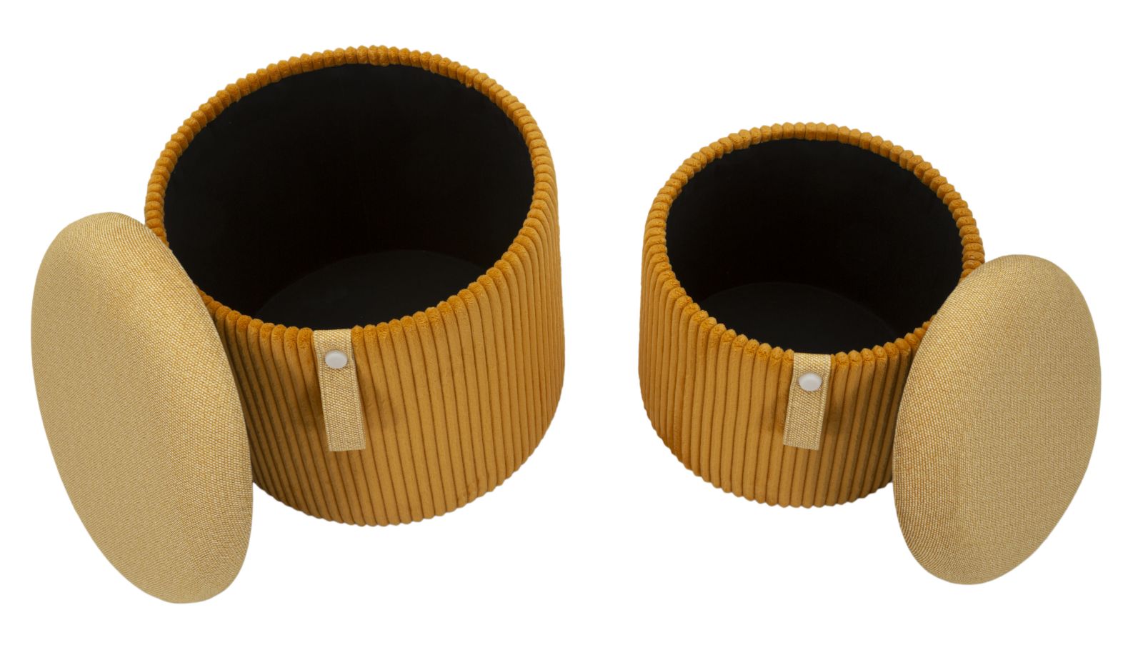 Opbergkruk Puff With Storage Bolzano Mustard Set 2 Pcs Ø 38×38 cm