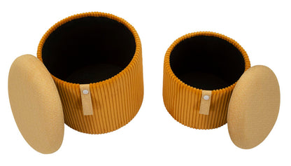 Opbergkruk Puff With Storage Bolzano Mustard Set 2 Pcs Ø 38×38 cm