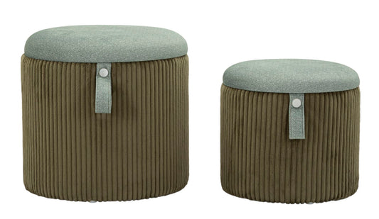 Opbergkruk Puff With Storage Bolzano Green Set 2 Pcs Ø 38×38 cm