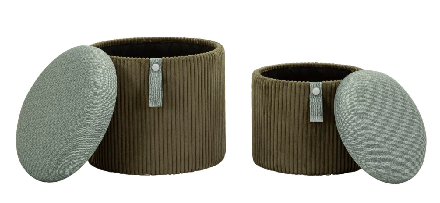 Opbergkruk Puff With Storage Bolzano Green Set 2 Pcs Ø 38×38 cm
