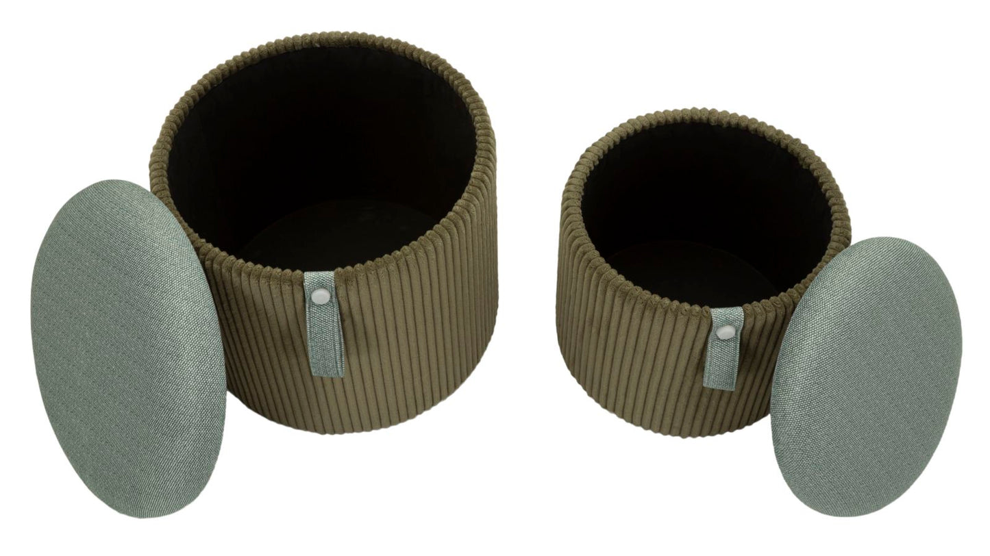 Opbergkruk Puff With Storage Bolzano Green Set 2 Pcs Ø 38×38 cm