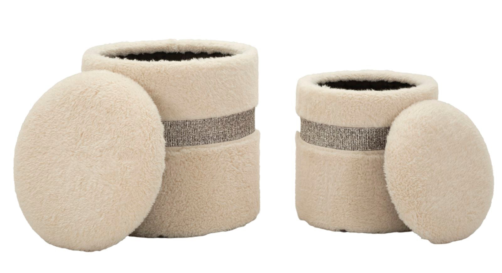 Opbergkruk Puff With Storage Saint-moritz Cream Set 2 Pcs Ø 40×47 cm