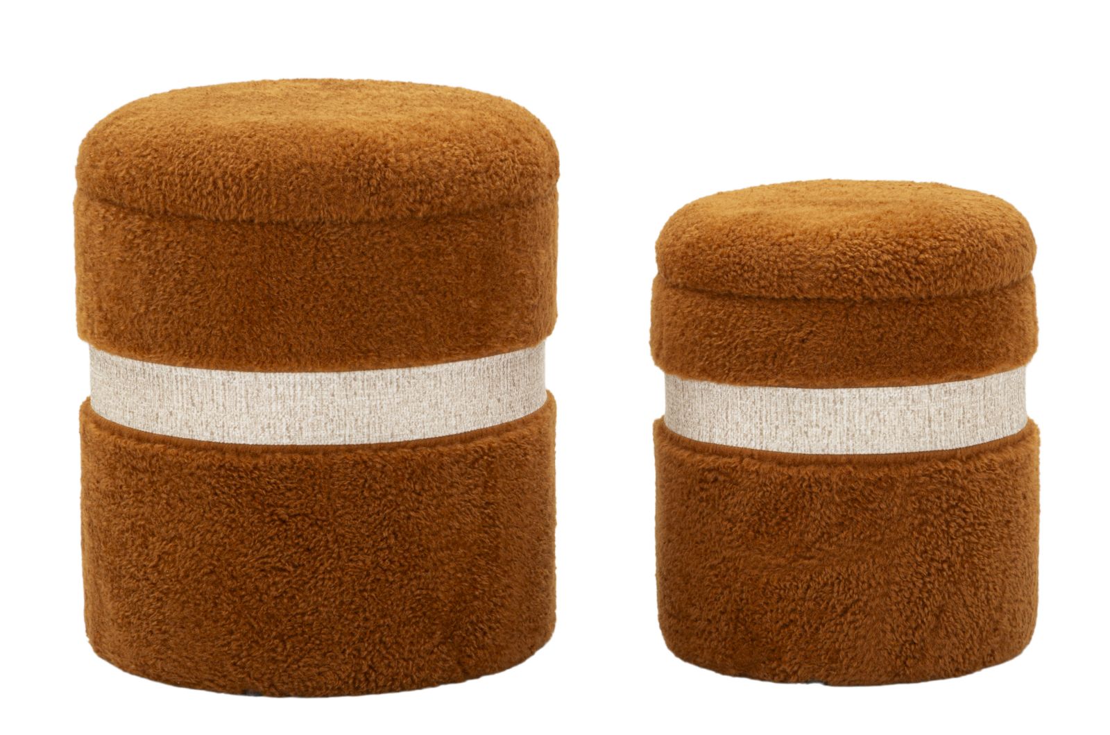 Opbergkruk Puff With Storage Saint-moritz Brown Set 2 Pcs Ø 40×47 cm