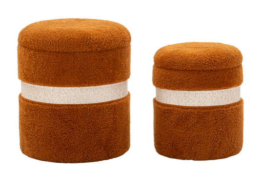 Opbergkruk Puff With Storage Saint-moritz Brown Set 2 Pcs Ø 40×47 cm