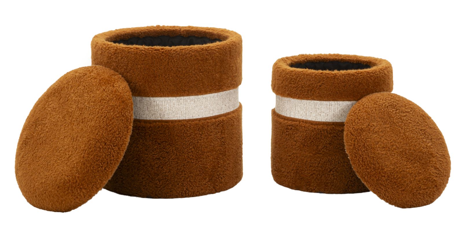 Opbergkruk Puff With Storage Saint-moritz Brown Set 2 Pcs Ø 40×47 cm