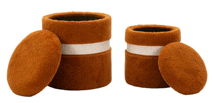 Opbergkruk Puff With Storage Saint-moritz Brown Set 2 Pcs Ø 40×47 cm