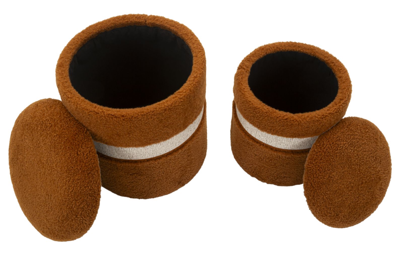 Opbergkruk Puff With Storage Saint-moritz Brown Set 2 Pcs Ø 40×47 cm