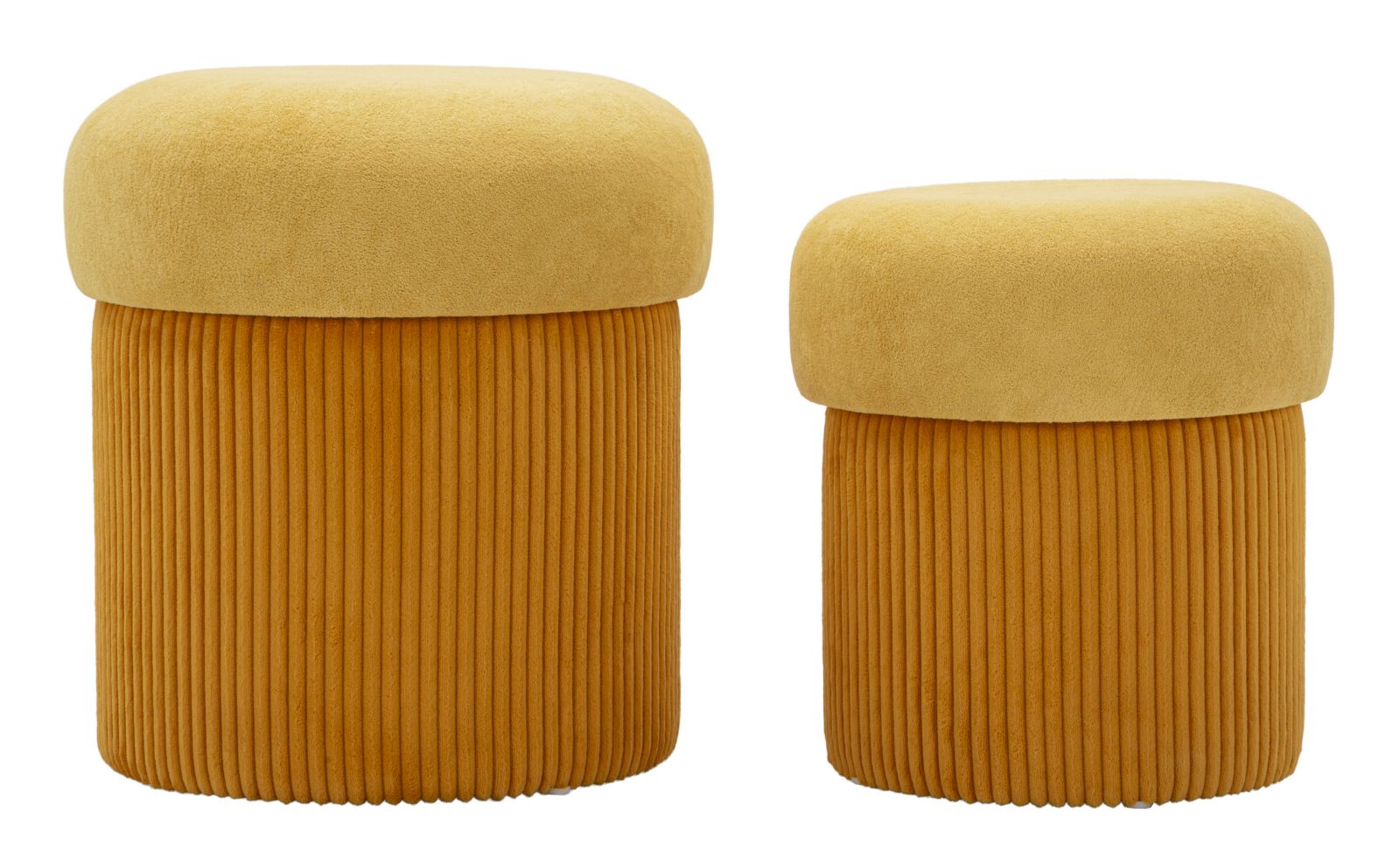 Opbergkruk Puff With Storage Aspen Mustard Set 2 Pcs Ø 42×44 cm