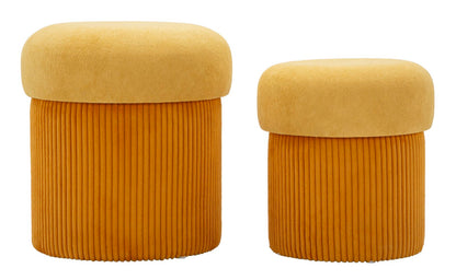 Opbergkruk Puff With Storage Aspen Mustard Set 2 Pcs Ø 42×44 cm