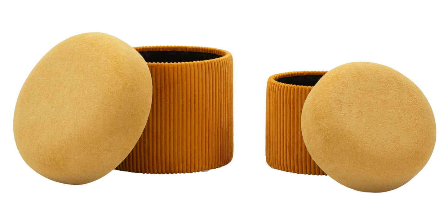 Opbergkruk Puff With Storage Aspen Mustard Set 2 Pcs Ø 42×44 cm