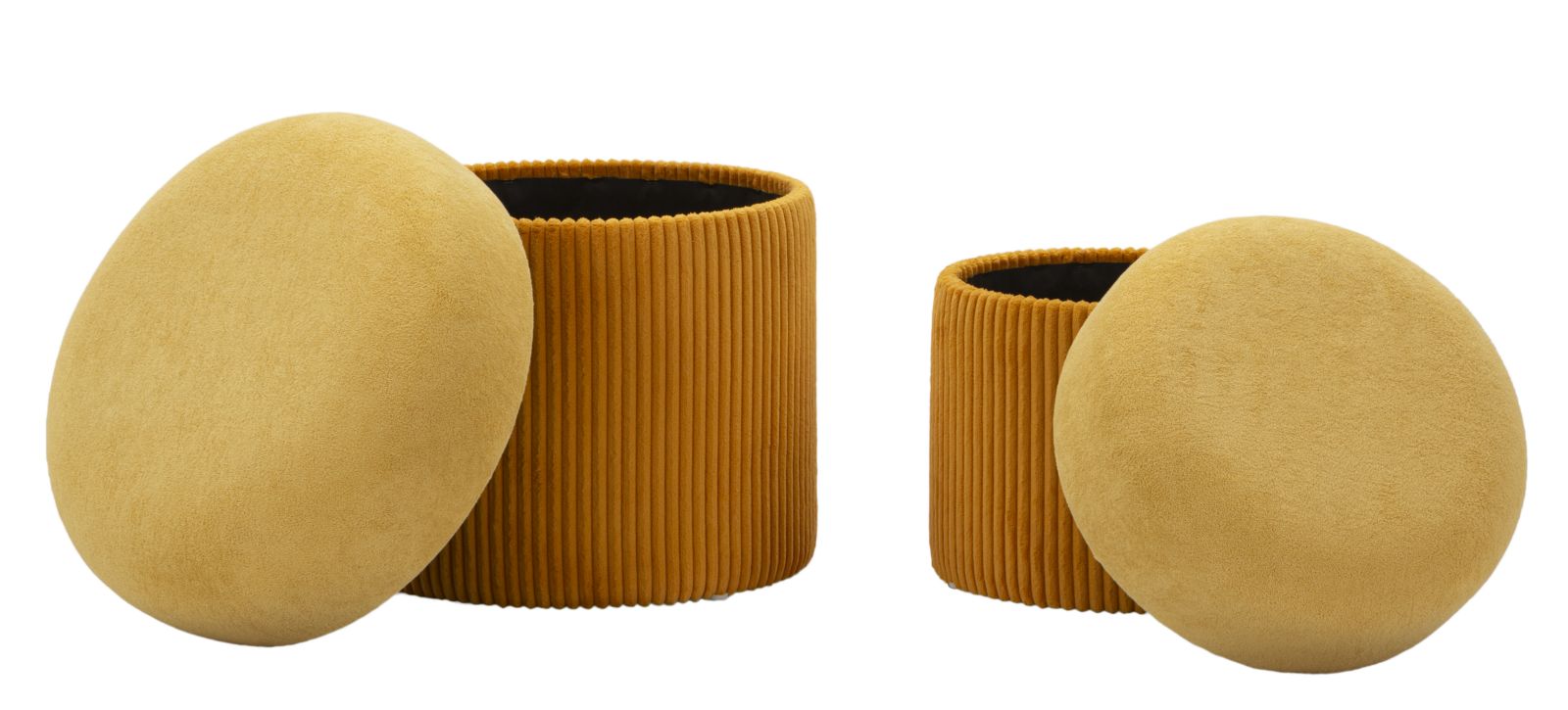 Opbergkruk Puff With Storage Aspen Mustard Set 2 Pcs Ø 42×44 cm