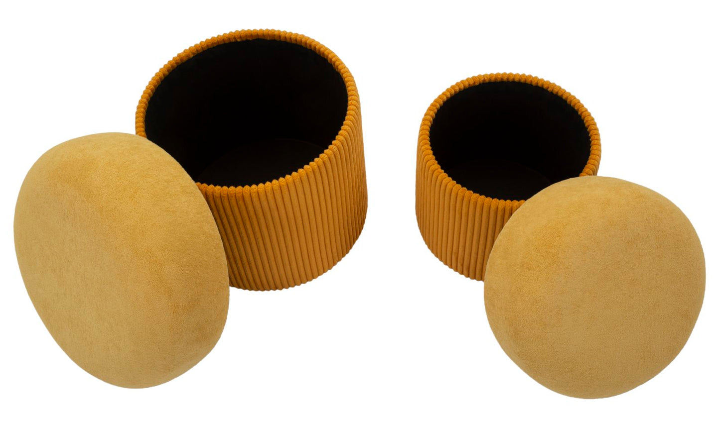 Opbergkruk Puff With Storage Aspen Mustard Set 2 Pcs Ø 42×44 cm