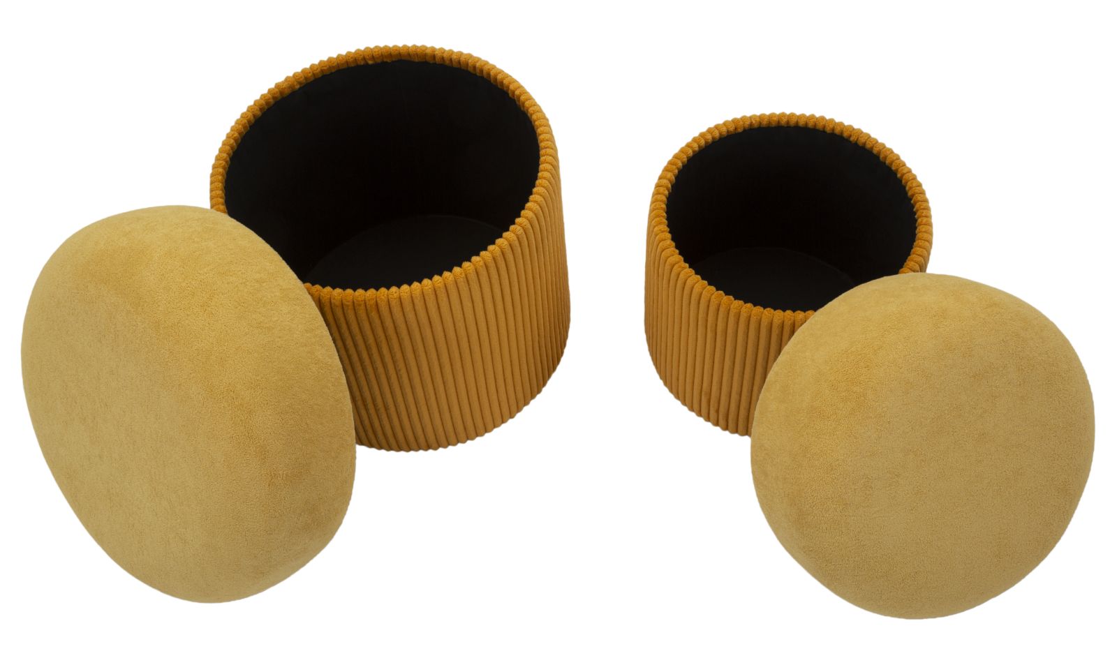 Opbergkruk Puff With Storage Aspen Mustard Set 2 Pcs Ø 42×44 cm