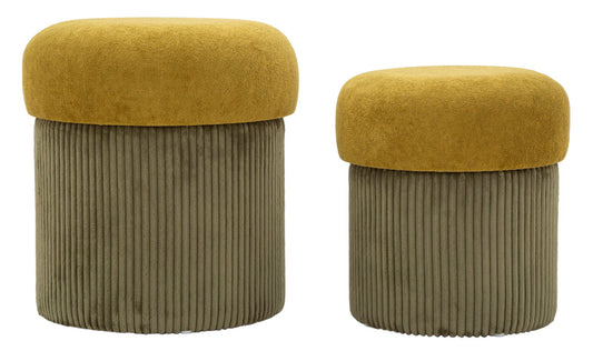 Opbergkruk Puff With Storage Aspen Green Set 2 Pcs Ø 42×44 cm