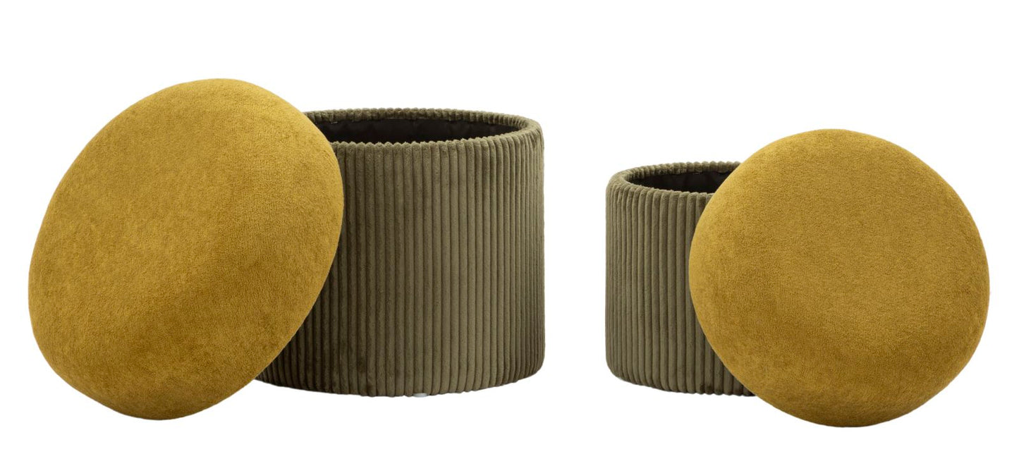 Opbergkruk Puff With Storage Aspen Green Set 2 Pcs Ø 42×44 cm