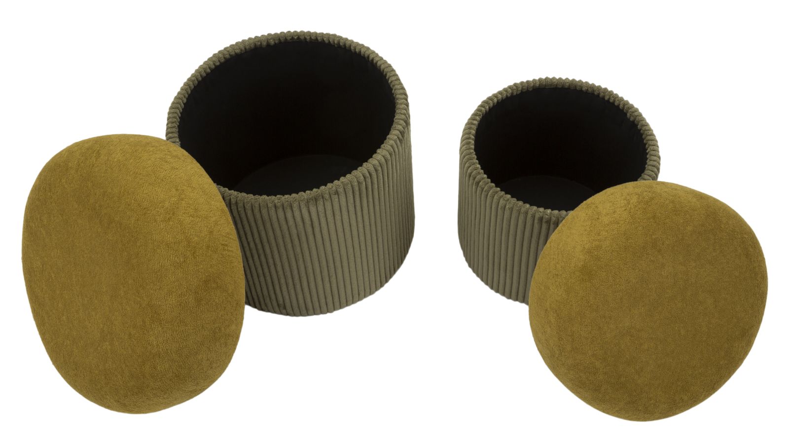 Opbergkruk Puff With Storage Aspen Green Set 2 Pcs Ø 42×44 cm