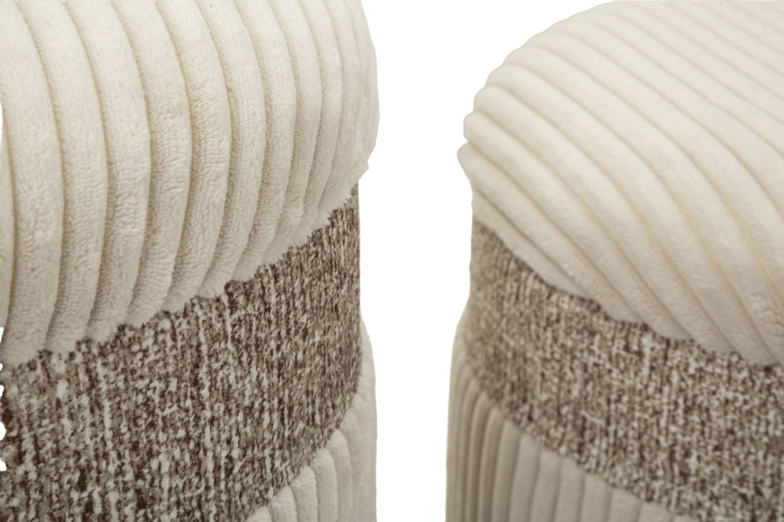 Opbergkruk Puff With Storage Curtain Cream Set 3 Pcs Ø 40,5×49,5 cm