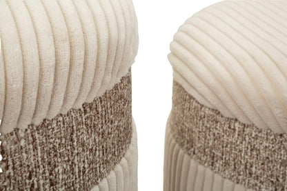 Opbergkruk Puff With Storage Curtain Cream Set 3 Pcs Ø 40,5×49,5 cm