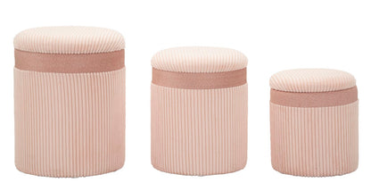 Opbergkruk Puff C/curtain Box Pink Set 3 Pcs Ø 40,5×49,5 cm