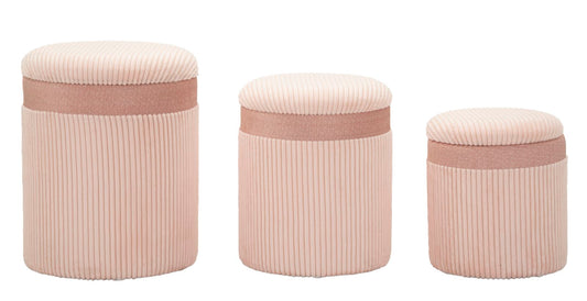 Opbergkruk Puff C/curtain Box Pink Set 3 Pcs Ø 40,5×49,5 cm