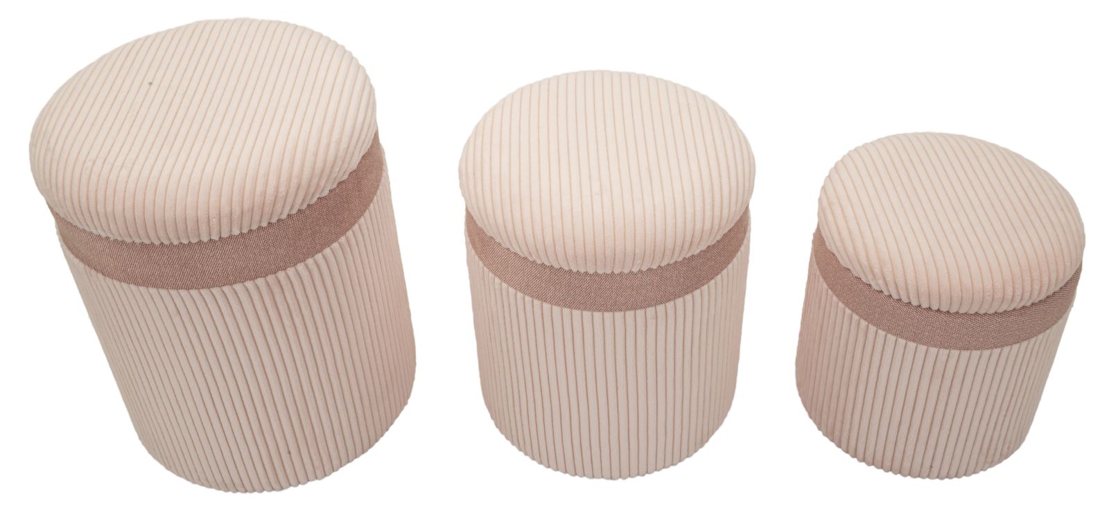 Opbergkruk Puff C/curtain Box Pink Set 3 Pcs Ø 40,5×49,5 cm