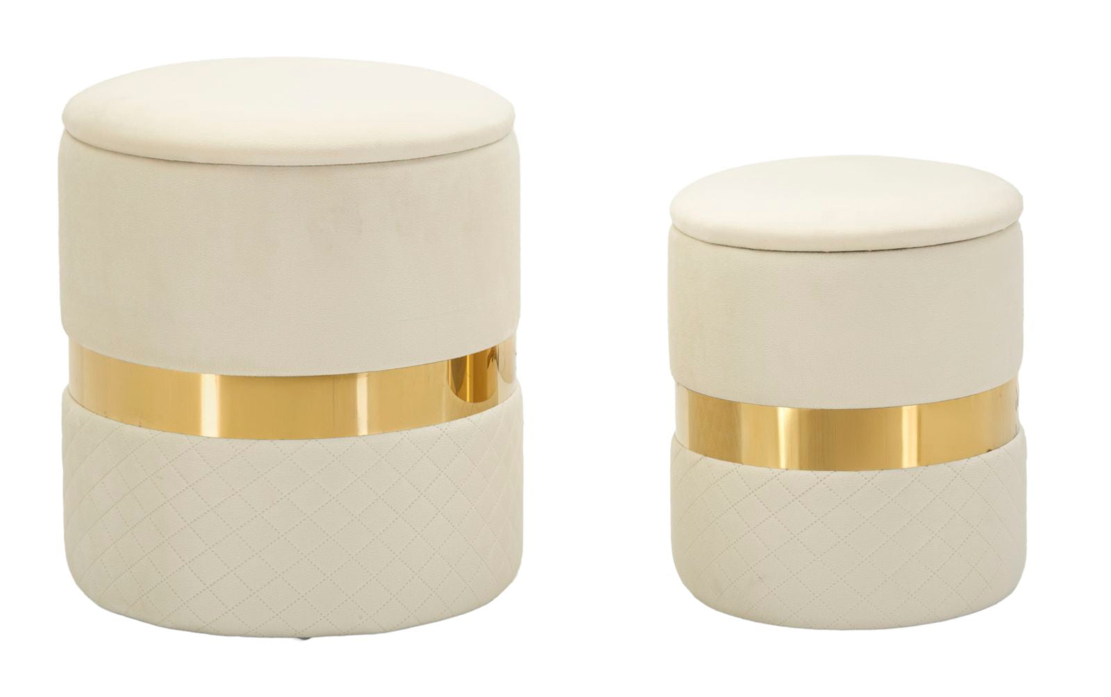 Opbergkruk Puff With Storage Sheffild Cream Set 2 Pcs Ø 37×42 cm