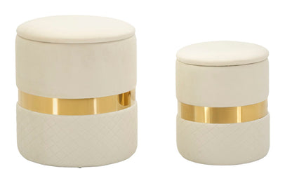 Opbergkruk Puff With Storage Sheffild Cream Set 2 Pcs Ø 37×42 cm