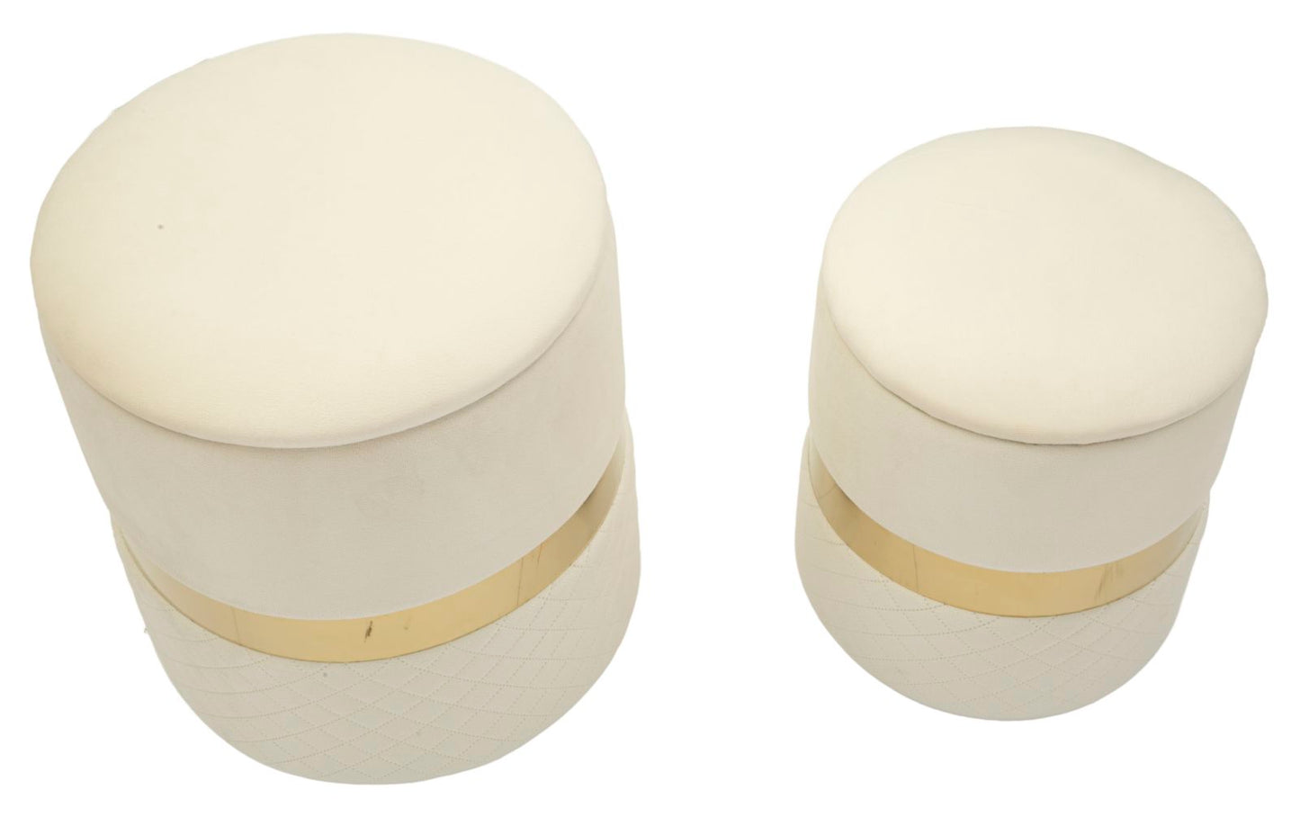 Opbergkruk Puff With Storage Sheffild Cream Set 2 Pcs Ø 37×42 cm