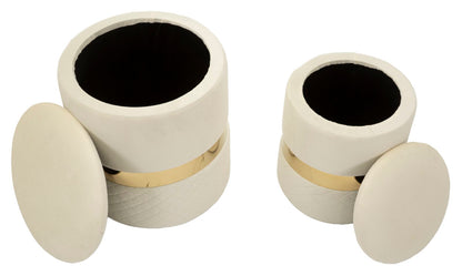 Opbergkruk Puff With Storage Sheffild Cream Set 2 Pcs Ø 37×42 cm