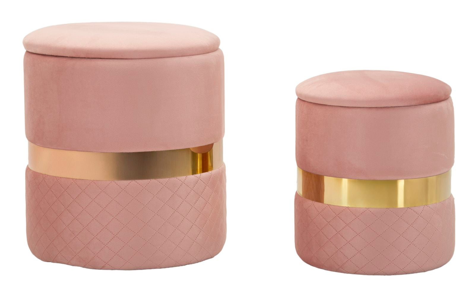 Opbergkruk Puff With Storage Sheffild Pink Set 2 Pcs Ø 37×42 cm