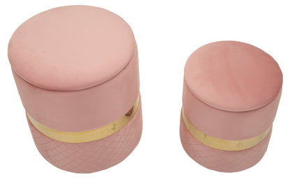 Opbergkruk Puff With Storage Sheffild Pink Set 2 Pcs Ø 37×42 cm