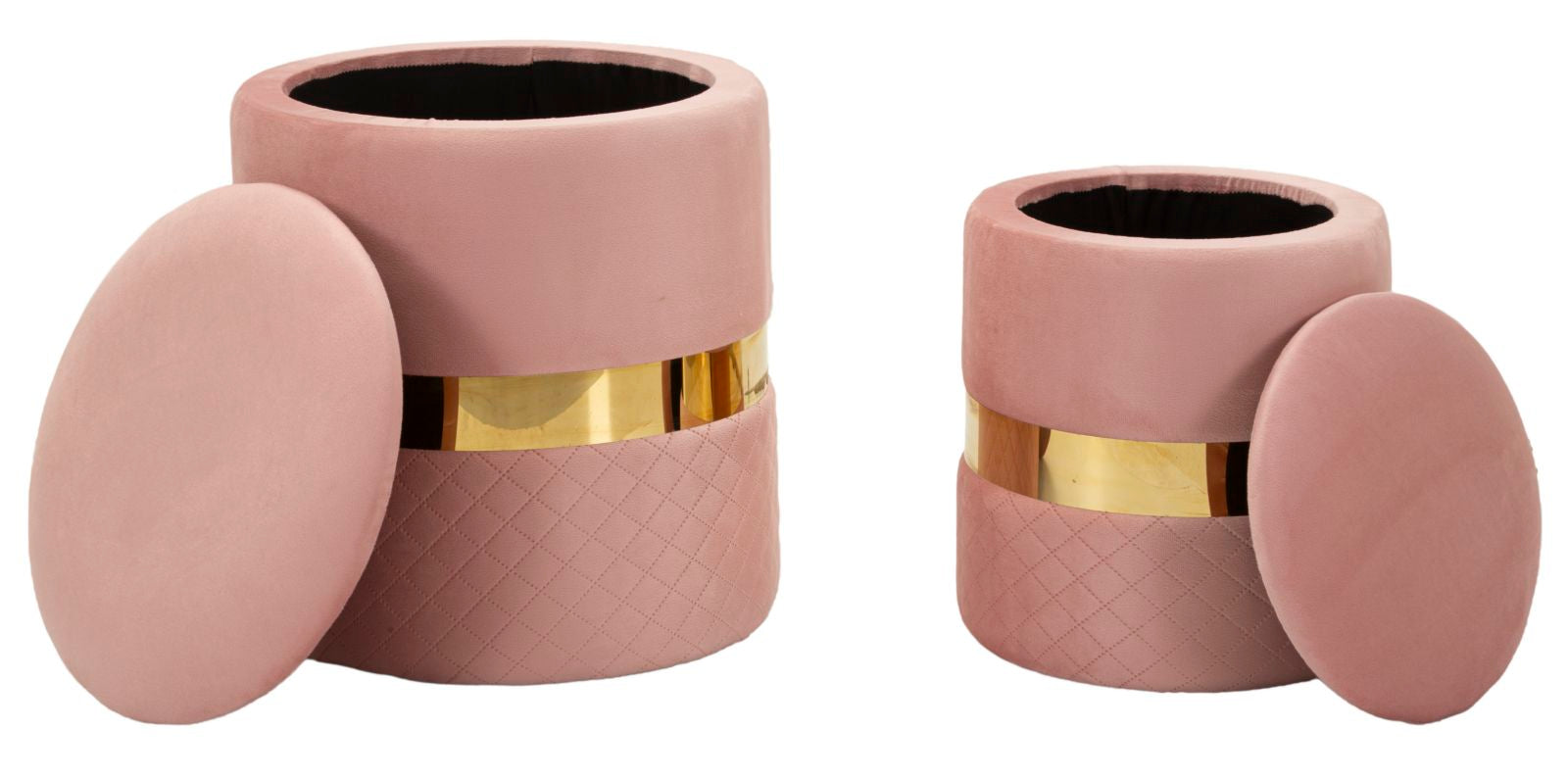 Opbergkruk Puff With Storage Sheffild Pink Set 2 Pcs Ø 37×42 cm