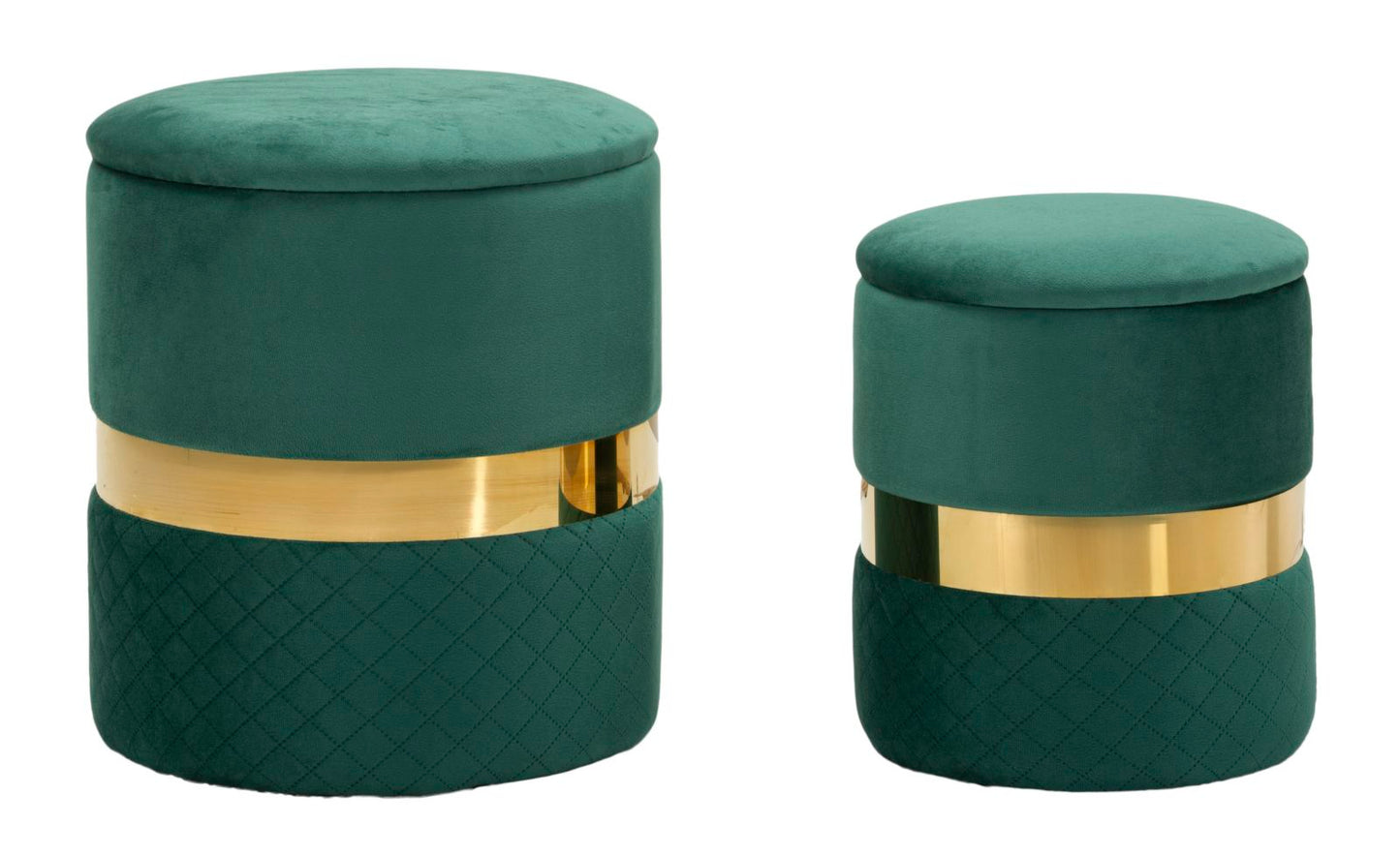 Opbergkruk Puff With Storage Sheffild Green Set 2 Pcs Ø 37×42 cm