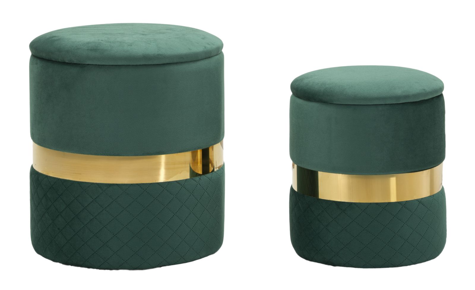 Opbergkruk Puff With Storage Sheffild Green Set 2 Pcs Ø 37×42 cm