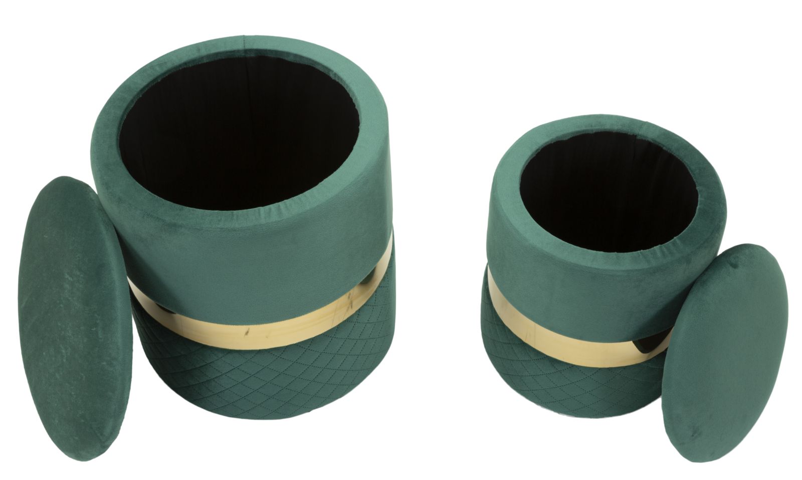Opbergkruk Puff With Storage Sheffild Green Set 2 Pcs Ø 37×42 cm