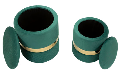 Opbergkruk Puff With Storage Sheffild Green Set 2 Pcs Ø 37×42 cm