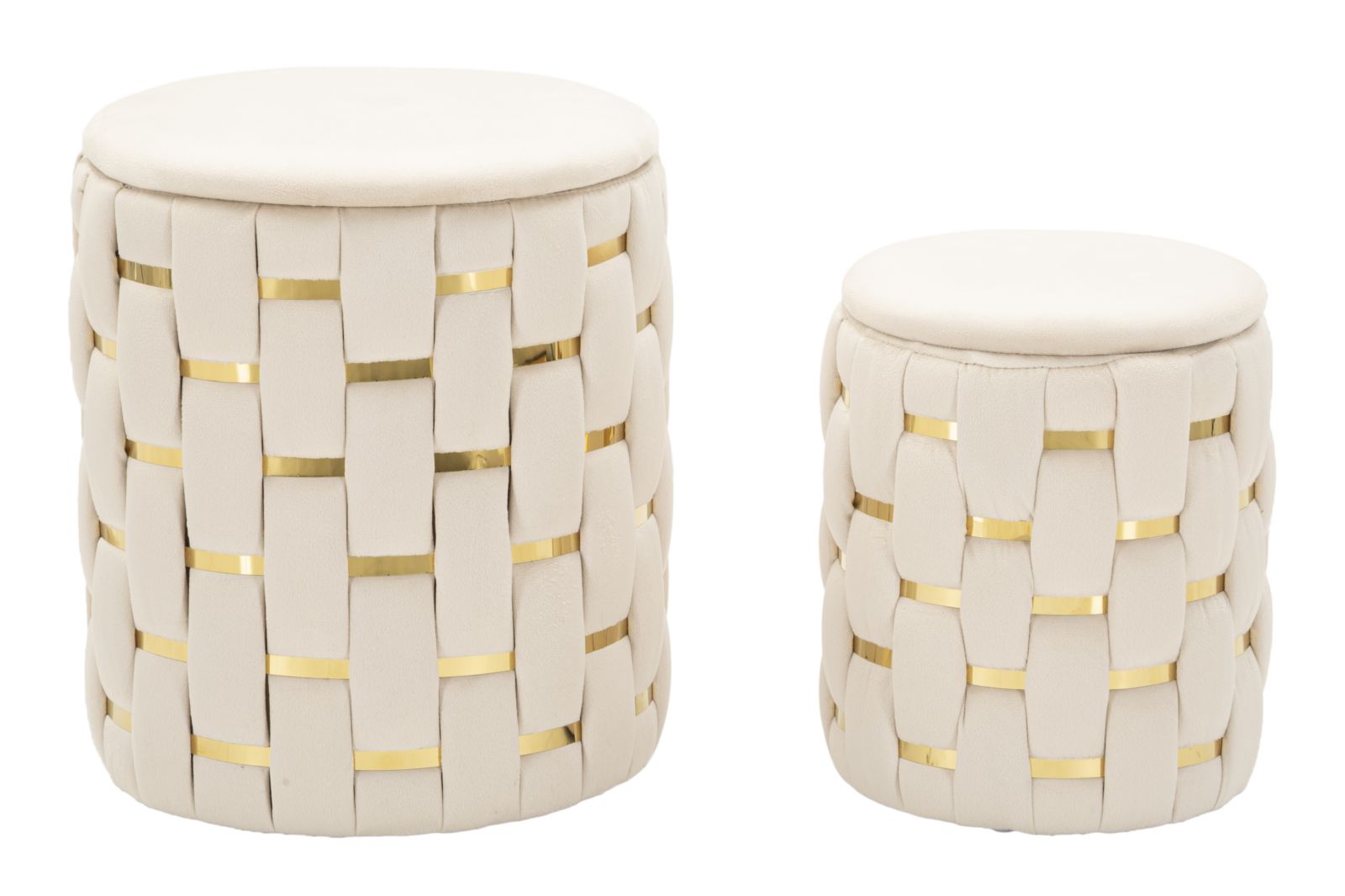 Opbergkruk Puff With Storage Shanty Cream Set 2 Pcs Ø 37×42 cm