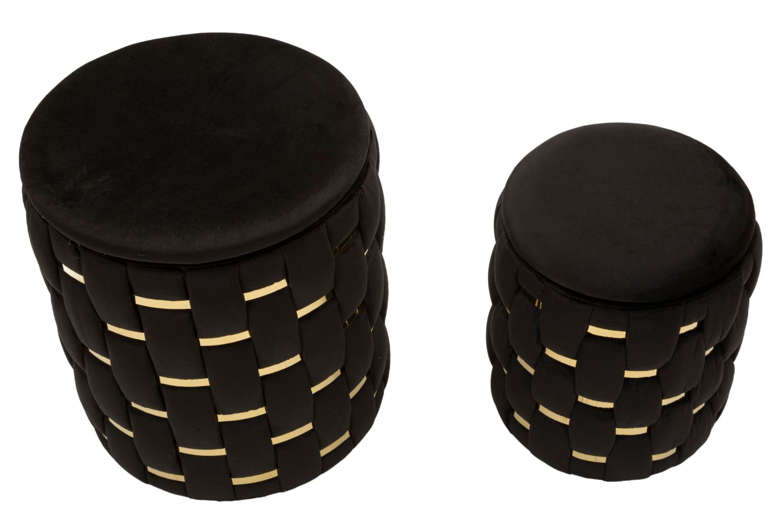 Opbergkruk Puff With Storage Shanty Black Set 2 Pcs Ø 37×42 cm